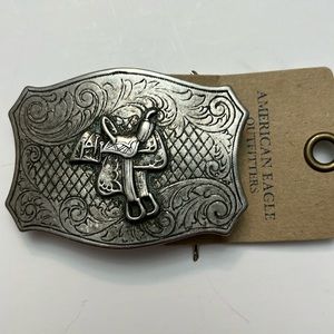 American Eagle Outfitters western style saddle belt buckle, silver tone, NEW.